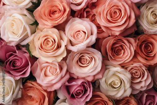 pink roses from above  generative ai