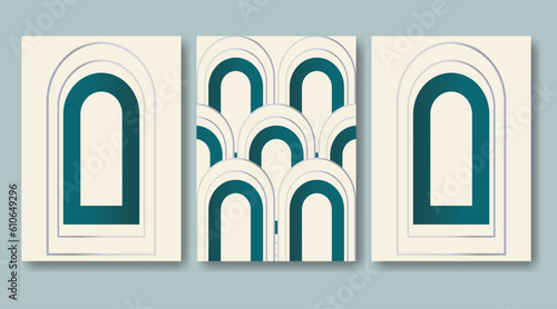 Vintage minimalistic aesthetic illustration set. Geometric shape compositions.