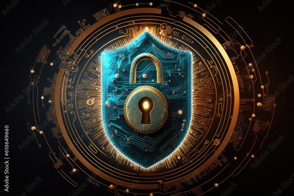 Fototapeta premium Cyber security concept. Protect mechanism, system privacy