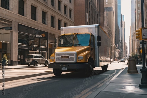Delivery truck on the city street - Illustration created with generative ai