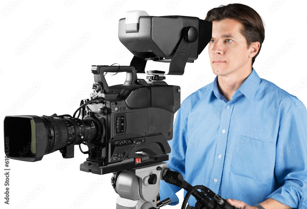 Closeup of a Camera Operator Filming Closeup of a Camera Operator Filming
