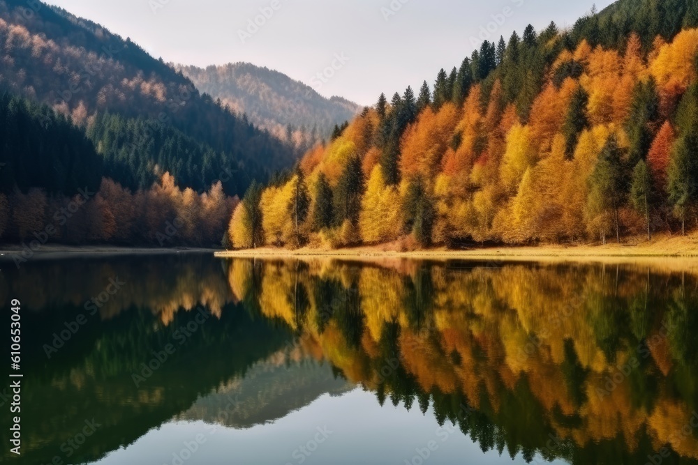 Autumn landscape in the mountains. Generative ai Autumn landscape in the mountains. Generative ai