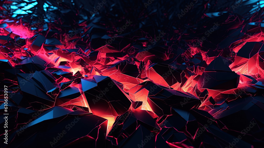 Abstract background with a crushing dark minimalist neon section Abstract background with a crushing dark minimalist neon section