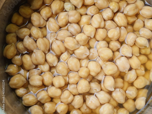 soaked chickpeas on a bowl