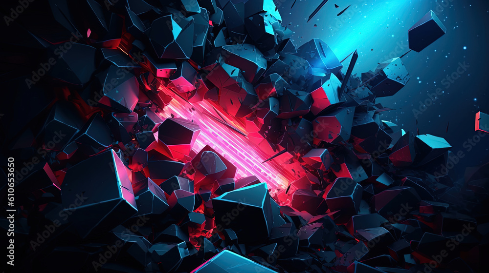 Abstract background with a crushing dark minimalist neon section Abstract background with a crushing dark minimalist neon section