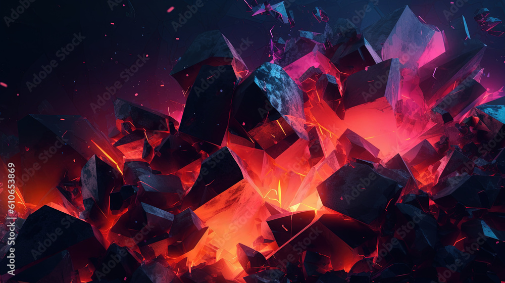Abstract background with a crushing dark minimalist neon section Abstract background with a crushing dark minimalist neon section