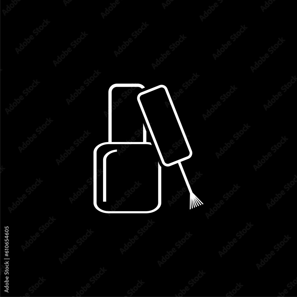 Nail polish line icon isolated on black background Nail polish line icon isolated on black background