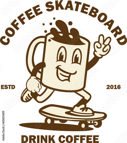 coffee skateboard brown illustration coffeeshop