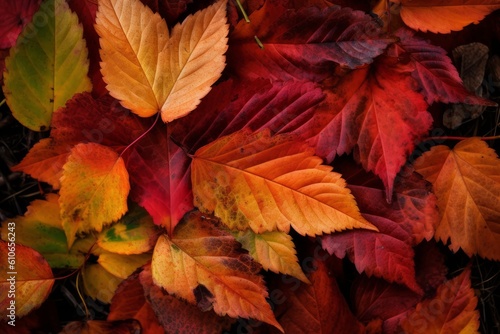 Autumn leaves with warm and rich colors. Generative ai
