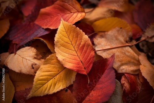 Autumn leaves with warm and rich colors. Generative ai