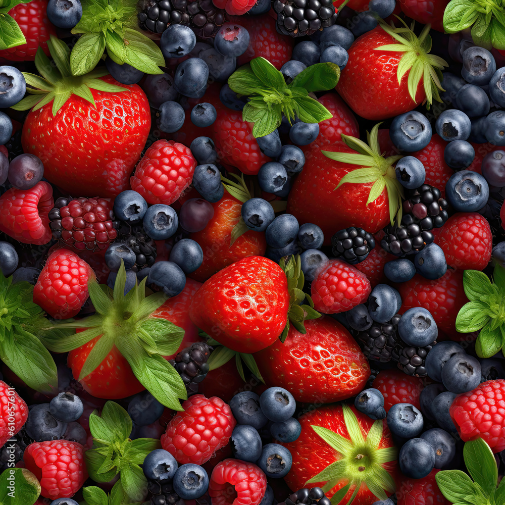 Fototapeta premium Assorted summer different berries as a background.