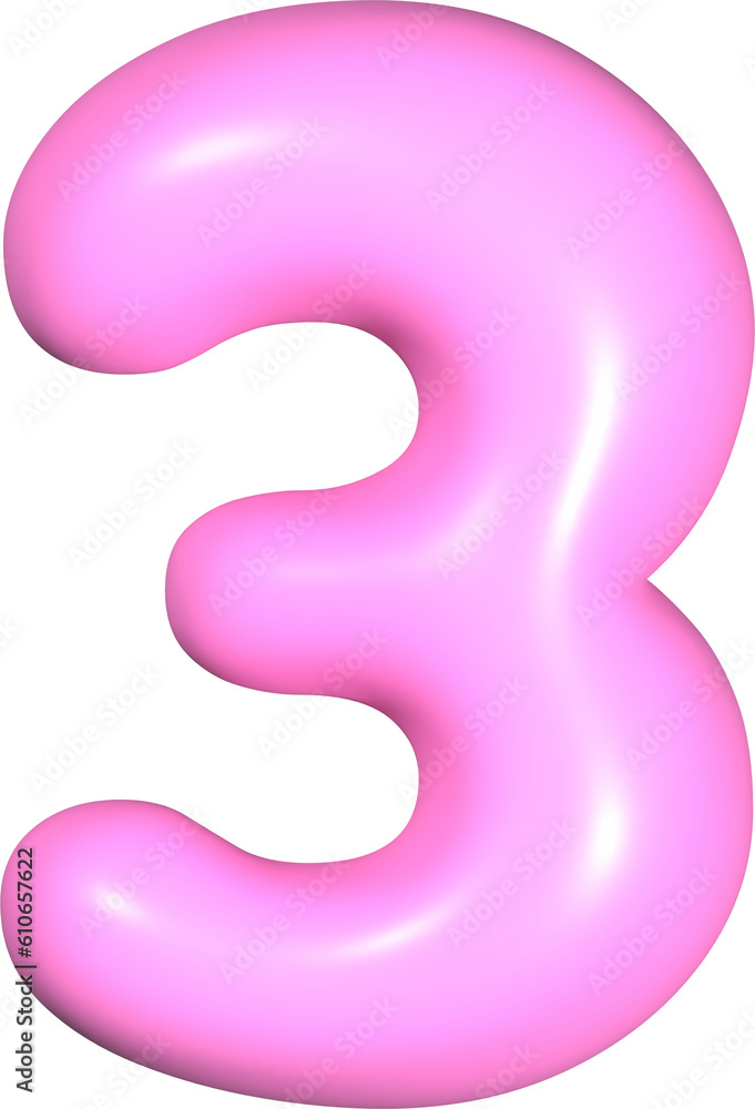 Pink 3D Number 3 Pink 3D Number 3