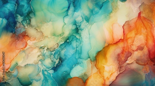 Abstract alcohol ink background  luxury dreamy illustration with beautiful color palette  minimal painting design for wallpaper or print  creative hand drawn art  watercolor or oil - Generative ai