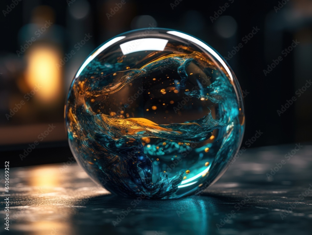 Abstract scene with glass balls on dark background Created with Generative AI technology Abstract scene with glass balls on dark background Created with Generative AI technology