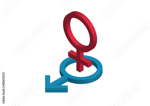 女性優位のアイコン。アイソメトリック素材
