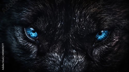  Close-Up View of a Wolf with Blue Eyes