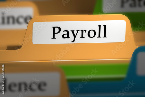 Payroll word on file folder tab