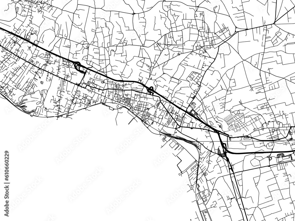 Vector road map of the city of  Torre Annunziate in the Italy on a white background.