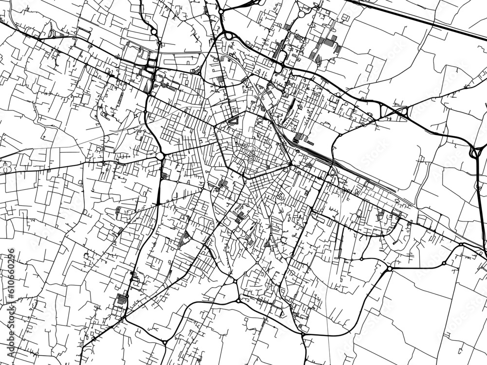Vector road map of the city of  Reggio in the Italy on a white background.