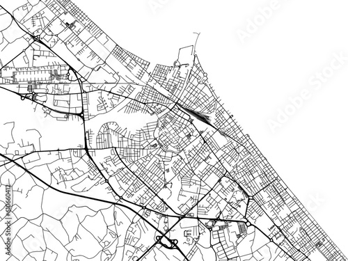 Vector road map of the city of Rimini in the Italy on a white background.
