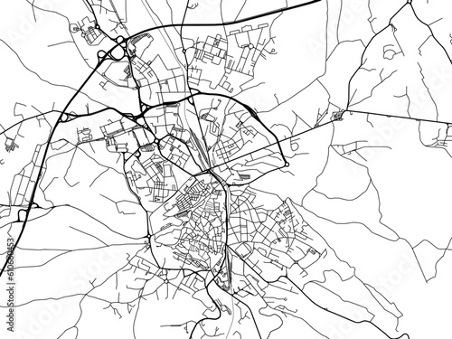 Vector road map of the city of  Viterbo in the Italy on a white background.