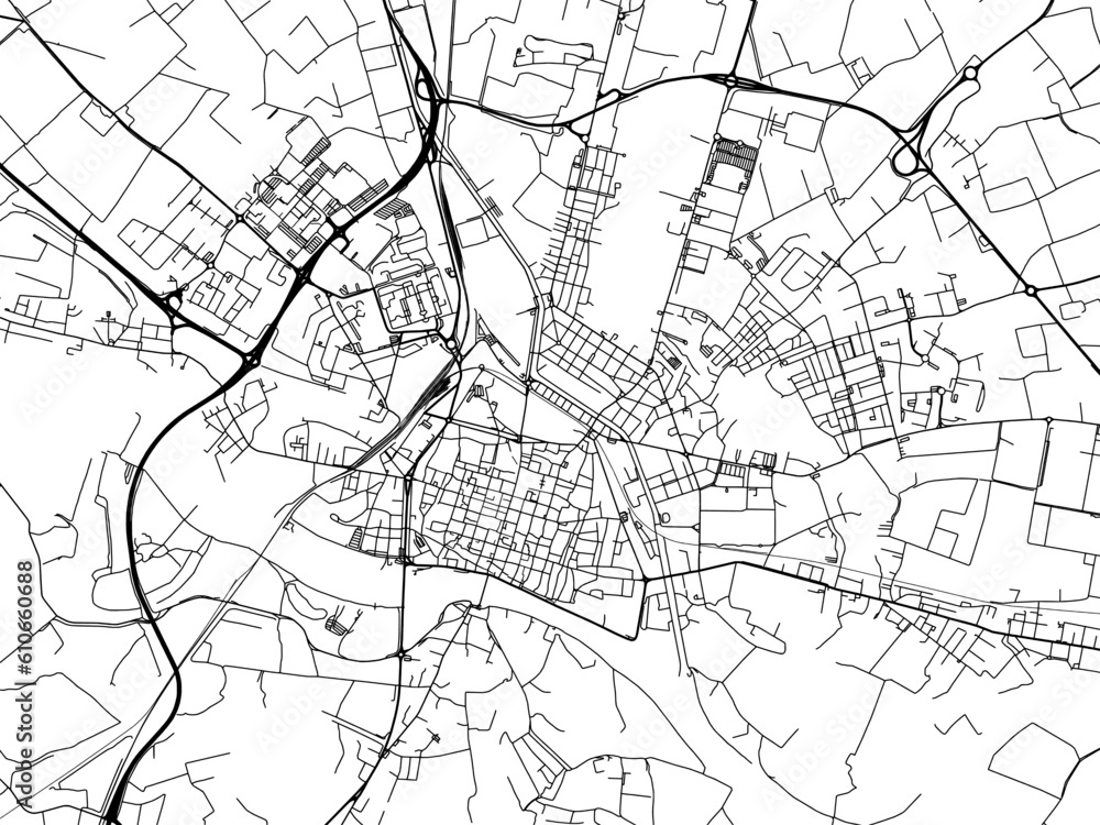 Vector road map of the city of  Pavia in the Italy on a white background.