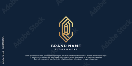 Vector logo with lineart of the letter C modern unique and clean technology brand company