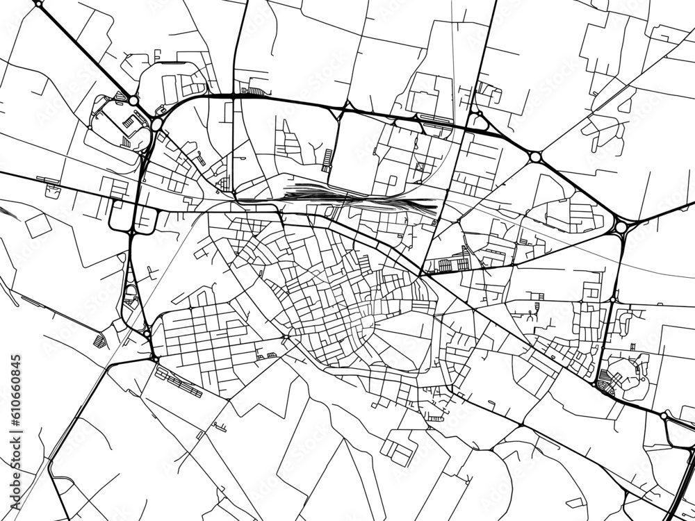 Vector road map of the city of  Cremona in the Italy on a white background.