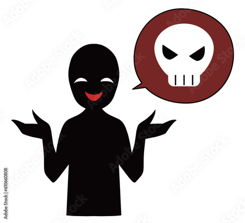 悪意のある話をする悪人イメージの人物のイラスト
