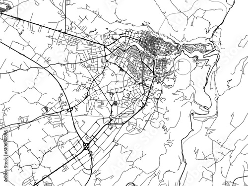 Vector road map of the city of  Ragusa in the Italy on a white background.
