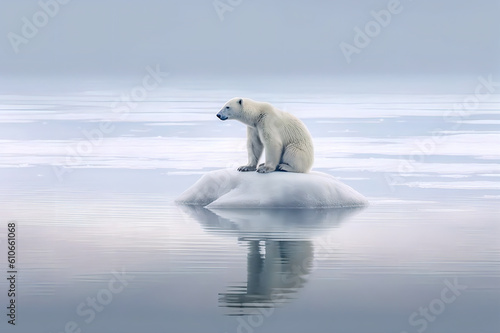 Eisbär am Nordpol. Generiert mit KI