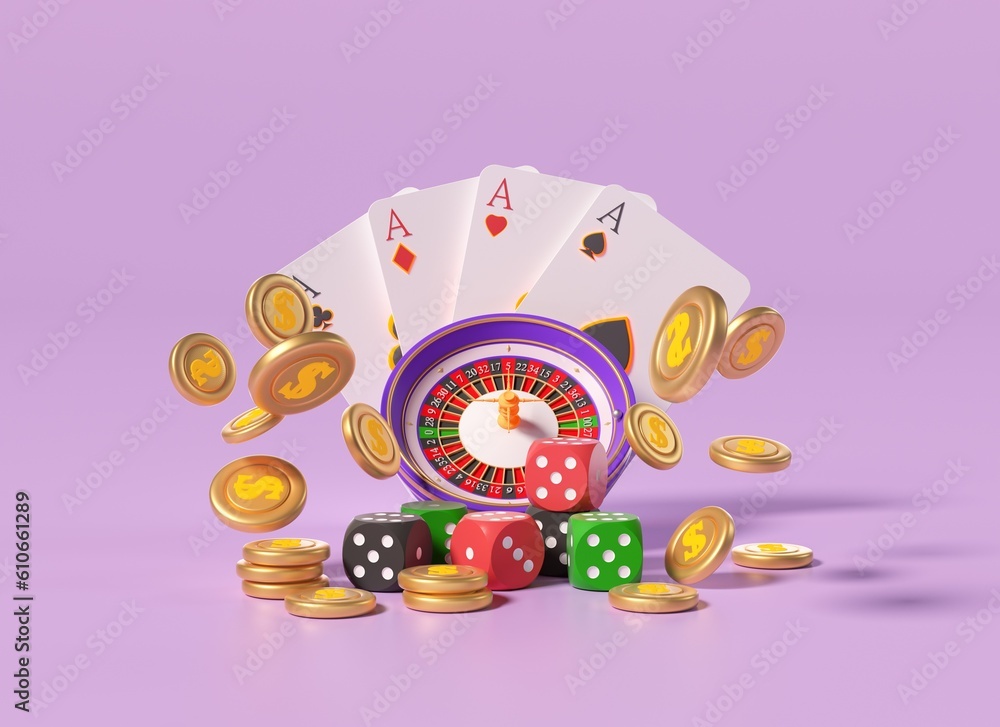 Creative poker style design, playing cards, poker chips on pastel background. Casino investment concept, gambling, wealth, 3d illustratio Creative poker style design, playing cards, poker chips on pastel background. Casino investment concept, gambling, wealth, 3d illustratio