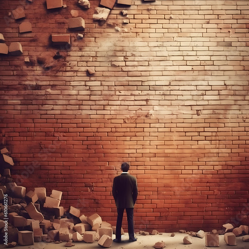 Man and Brick Wall