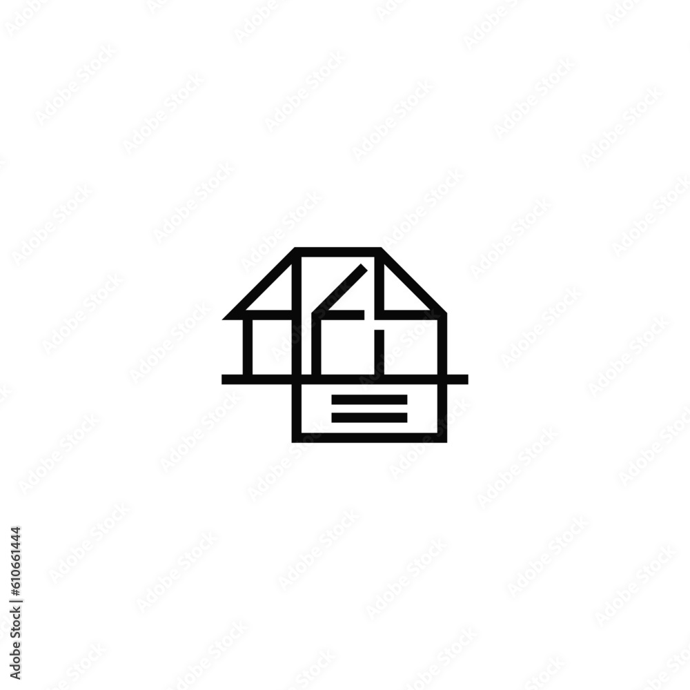Paper sheet and house logo design combination. Paper sheet and house logo design combination.