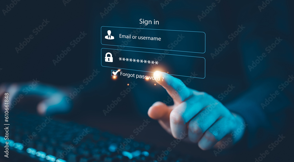 filed cyber.join identity.submit security.Businessman use laptop login register username and password identity on webpage concepts of cyber security, internet access, join social or personal data prot filed cyber.join identity.submit security.Businessman use laptop login register username and password identity on webpage concepts of cyber security, internet access, join social or personal data prot
