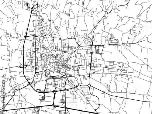 Vector road map of the city of  Pistoia in the Italy on a white background.