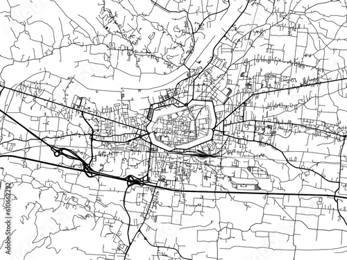 Vector road map of the city of  Lucca in the Italy on a white background.
