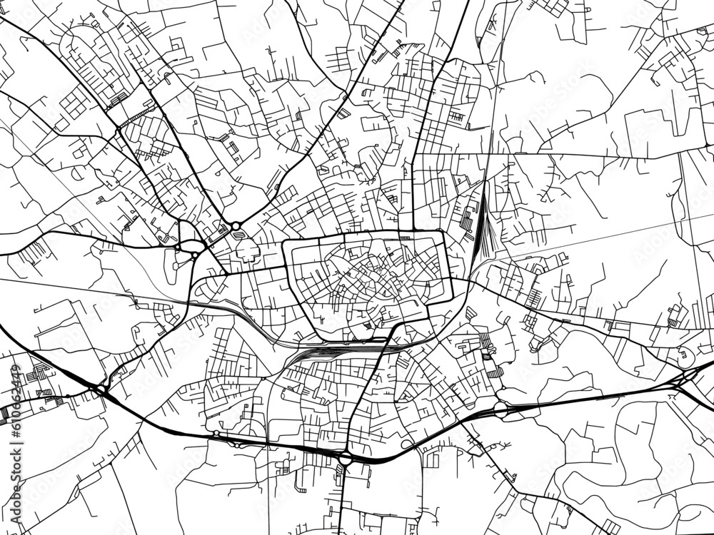 Vector road map of the city of  Treviso in the Italy on a white background.