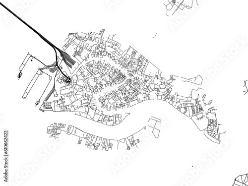 Vector road map of the city of  Venice Centro in the Italy on a white background.