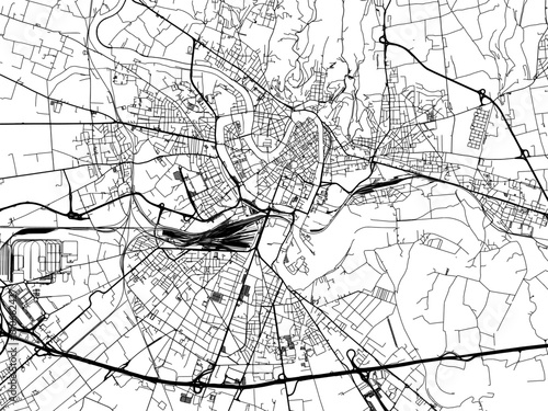 Vector road map of the city of  Verona in the Italy on a white background.