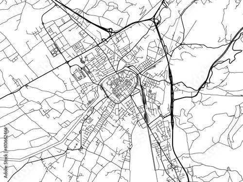 Vector road map of the city of  Foligno in the Italy on a white background.