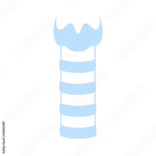 Human trachea icon. Tracheal tube anatomy and function. Tracheitis and stenosis disorder. Esophagus and upper respiratory tract. Medical diagram. Isolated flat vector illustration.