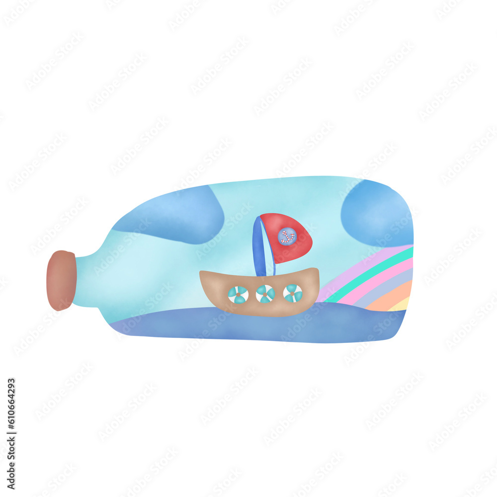 Naklejka premium Boat in bottle 