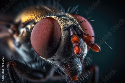 Extreme close up of a fly. Generative AI. © hugo