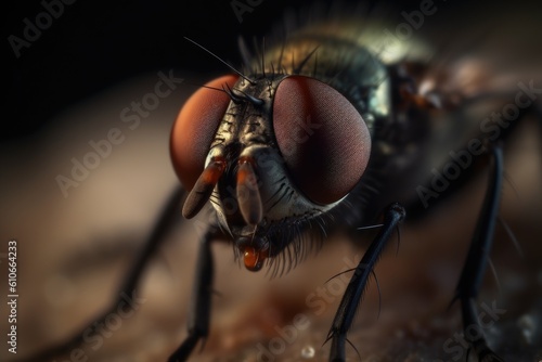 Extreme close up of a fly. Generative AI.