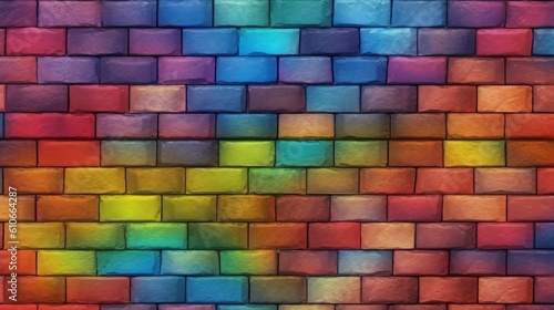 colorful brick  wall background  generative AI 