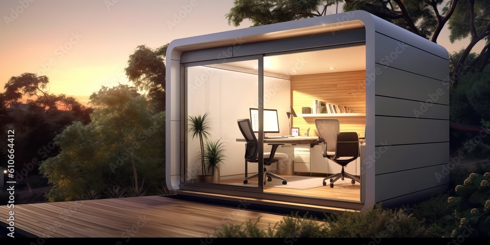 Tiny house with amazing design on a beautiful landscape, generative ai Tiny house with amazing design on a beautiful landscape, generative ai