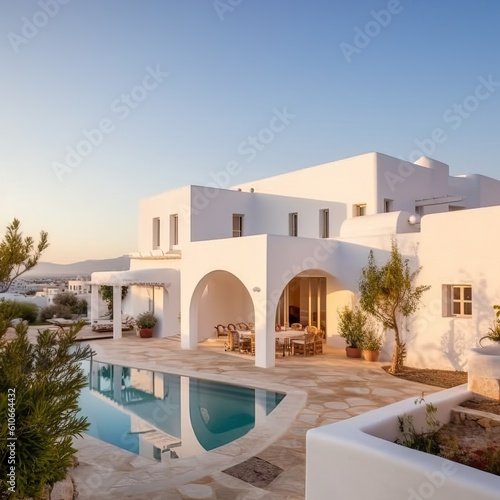 White holiday villa with po...