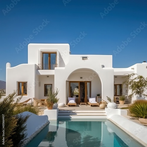 White holiday villa with po...