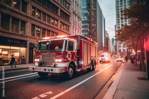 fire truck on the street - Illustration created with generative ai